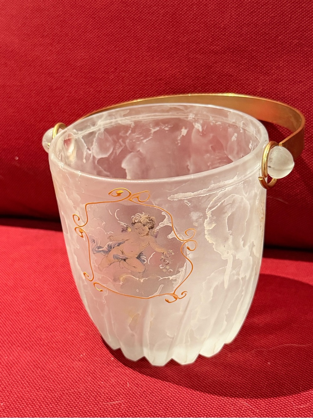 vintage Creazioni Silvestri Arte Murano frosted glass ice bucket made in Italy